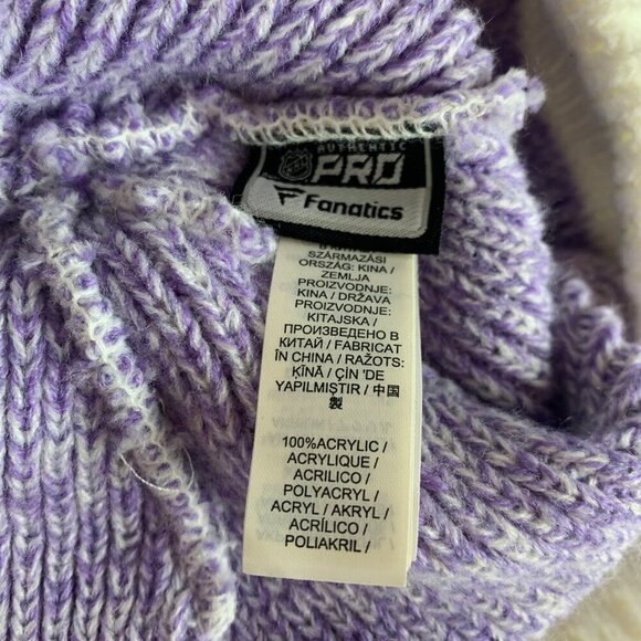 Arizona Coyotes NHL Purple White Fanatics Hockey Fights Cancer Pom Beanie Cap - Picture 3 of 3